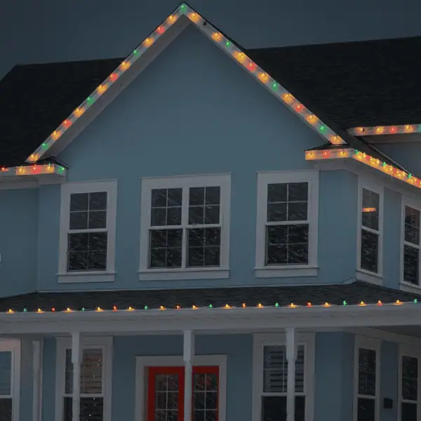 House with Blue and Multi-Color Lights